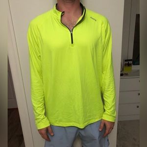 Rebock neon yellow men’s quarter zip thin / light weight jacket